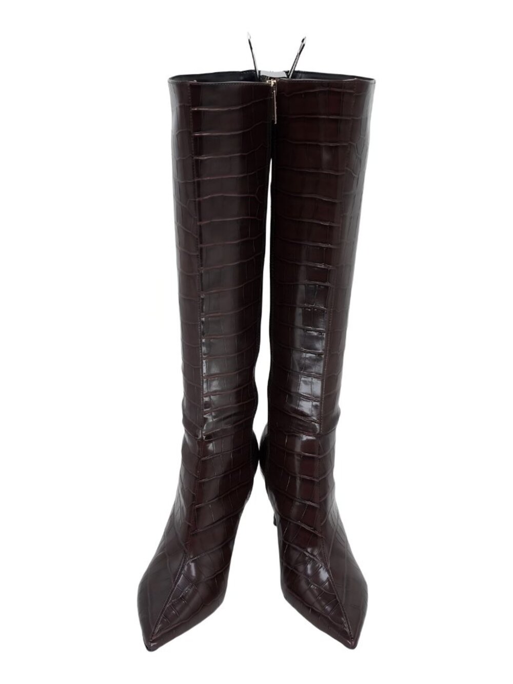 GUESS Wayla Pointed Toe Stiletto Heel Dress Boot Dark Brown Croc 7.5M - Picture 5 of 6